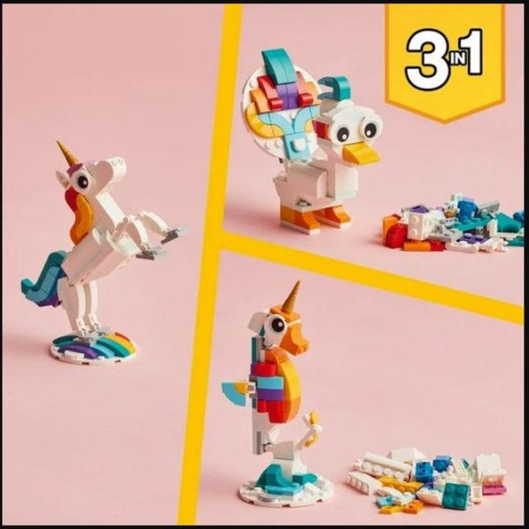 NEW LEGO Creator 3 n1 Magical Unicorn Seahorse Peacock Rainbow 31140 Easter Gift - Picture 9 of 16